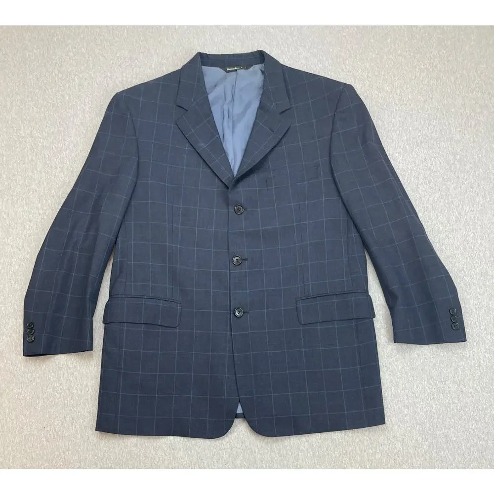 Ermenegildo Zegna Blazer Mens 44L Windowpane Coppley Heritage 100% Wool 3-Button